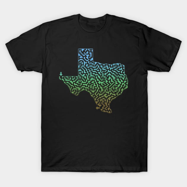 Texas State Outline Maze & Labyrinth T-Shirt by gorff